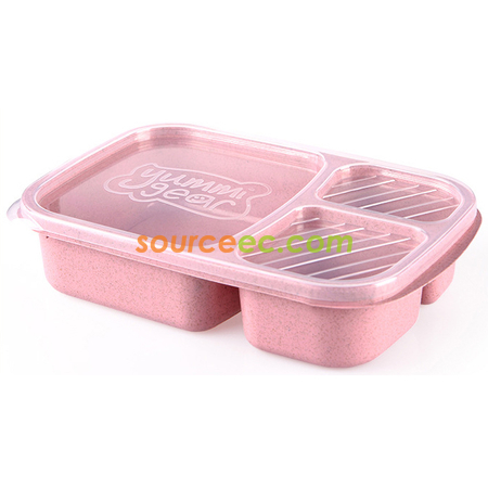 礼品订购三格小麦秸秆饭盒广告