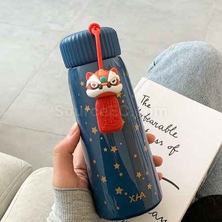 礼品订购好运来幸运狮子保温杯广告