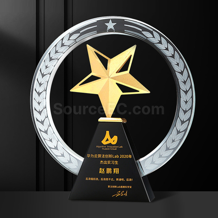 礼品订购五角星金属水晶座广告