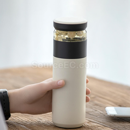 礼品订购便携式茶水分离玻璃杯广告