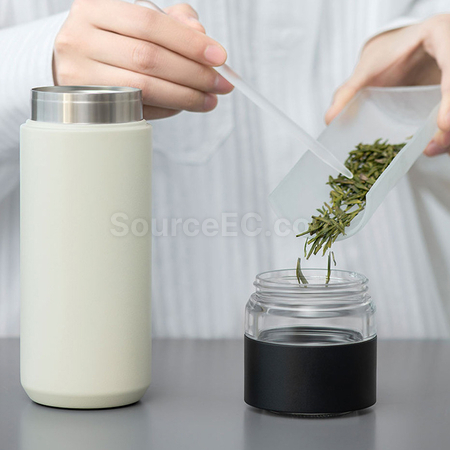 礼品订购便携式茶水分离玻璃杯广告