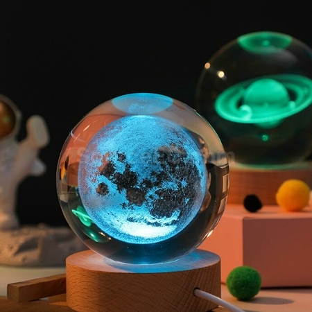 礼品订购3D内雕USB七彩水晶球灯广告