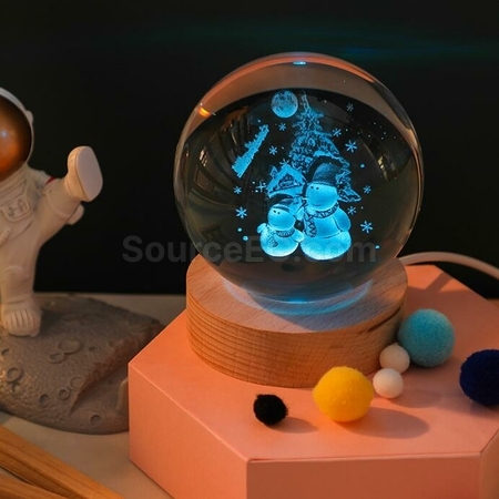 礼品订购3D内雕USB七彩水晶球灯广告
