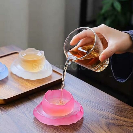礼品订购磨砂琉璃初雪茶杯广告