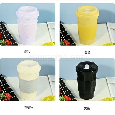 礼品订购PLA环保带盖420ML咖啡杯广告