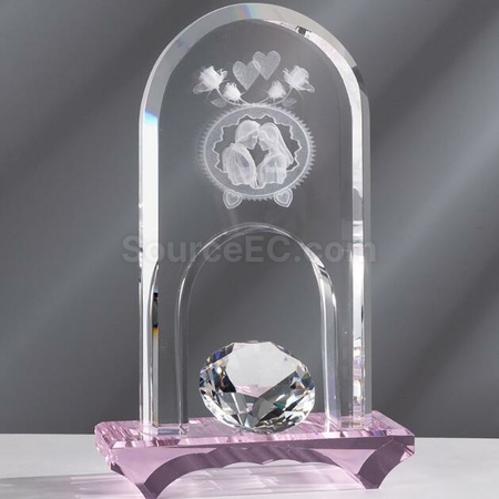 礼品订购3D内雕水晶门奖座广告