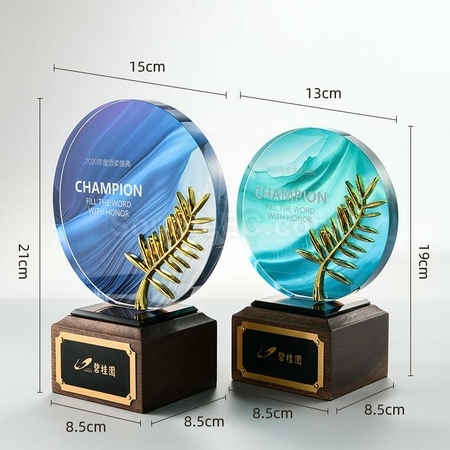 礼品订购实木水晶奖座广告