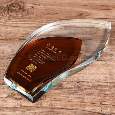 礼品订购双色水晶奖座广告