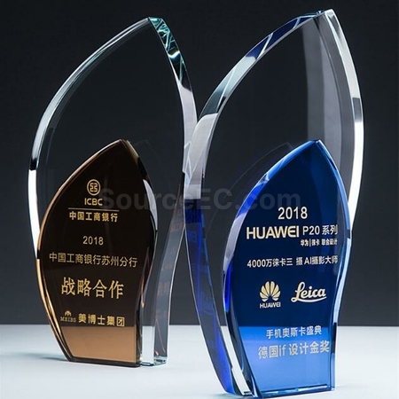 礼品订购双色水晶奖座广告