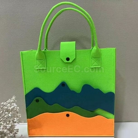 礼品订购大容量拼色山峰毛毡手提包广告