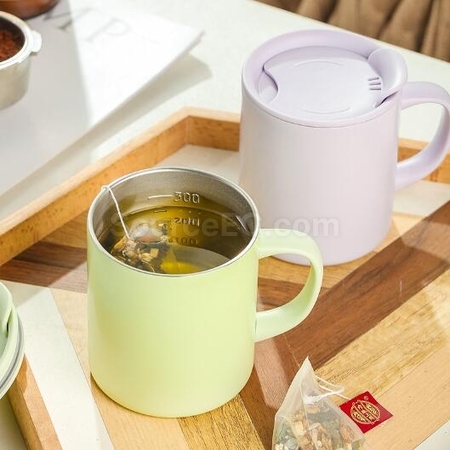 礼品订购380ML带手柄泡茶杯保温杯广告