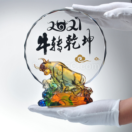礼品订购琉璃水晶座广告