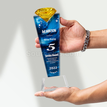 礼品订购彩色钻石水晶奖座广告