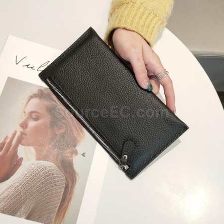 礼品订购真皮薄款手拿包广告