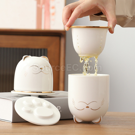礼品订购招财猫泡茶杯广告