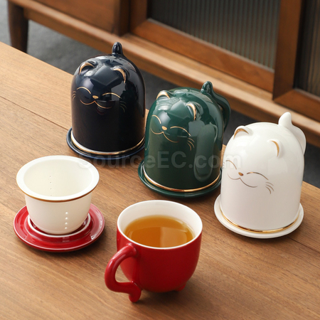 礼品订购招财猫泡茶杯广告