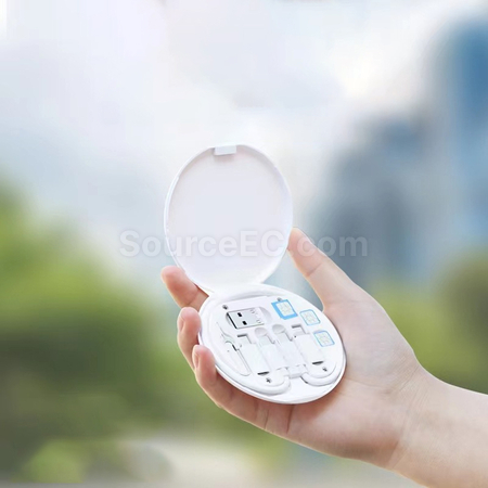 礼品订购便携式五合一充电线收纳盒广告