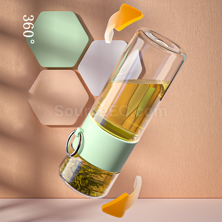 礼品订购便携式茶水分离玻璃杯广告