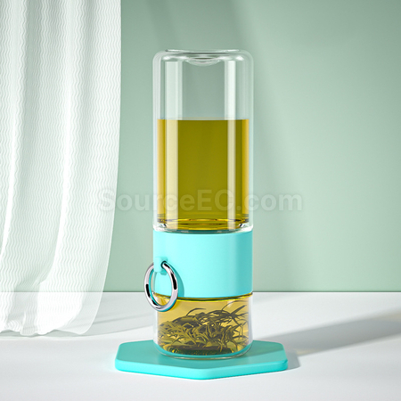 礼品订购便携式茶水分离玻璃杯广告