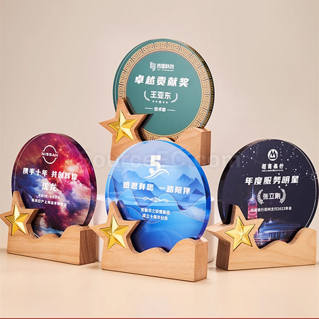 礼品订购木质水晶奖座广告