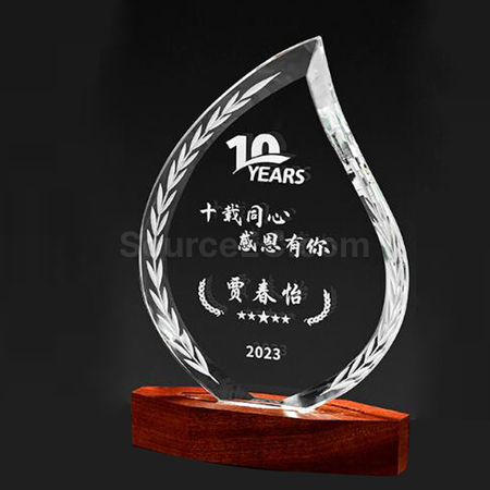 礼品订购发光实木底座水晶广告
