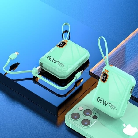 礼品订购便携式自带线手提快充移动电源广告