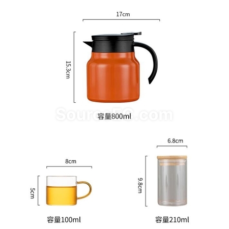 礼品订购316不锈钢大容量茶壶玻璃泡茶杯旅行套装广告