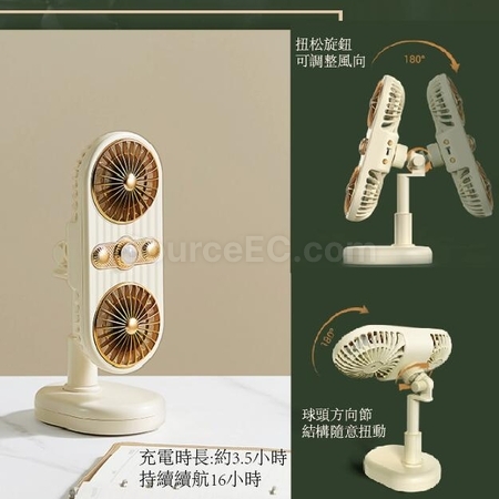 礼品订购迷你双头带夹子360°旋转风扇广告