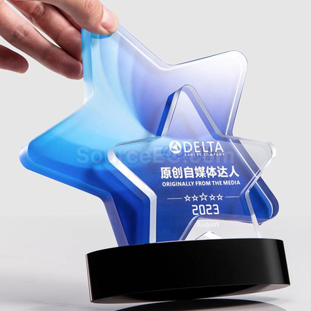 礼品订购彩印星星水晶奖座广告