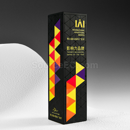 礼品订购黑色UV水晶奖杯广告