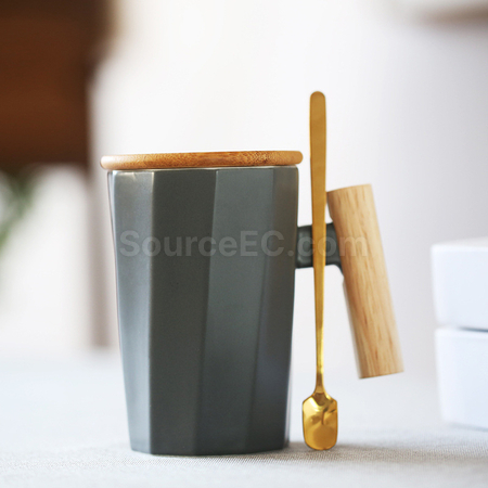 礼品订购木柄陶瓷杯广告