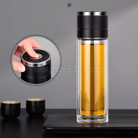 礼品订购按压一键开启玻璃杯广告