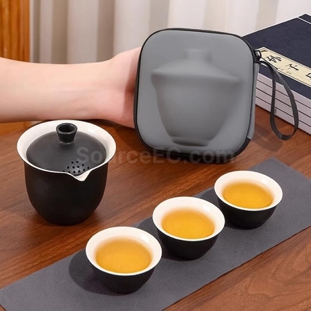 礼品订购功夫茶一壶三杯旅行户外便携套装广告