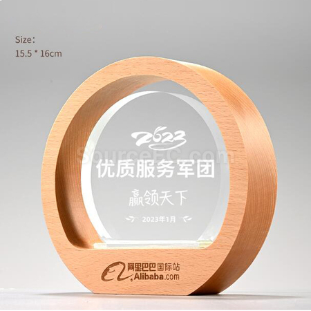 礼品订购木质水晶座广告