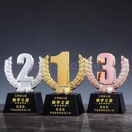 礼品订购小号金银铜水晶奖座广告