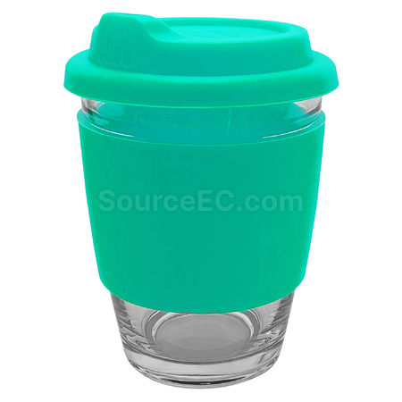 礼品订购玻璃咖啡杯-硅胶带广告