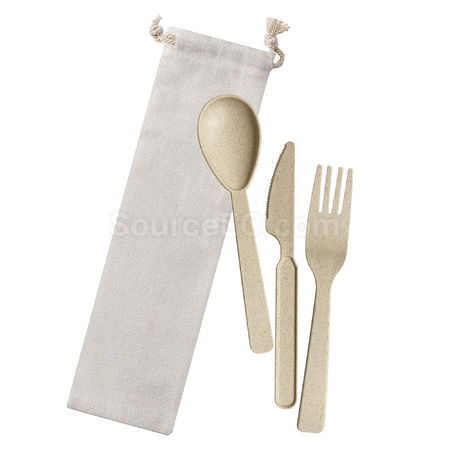 礼品订购袋装小麦秸秆餐具广告