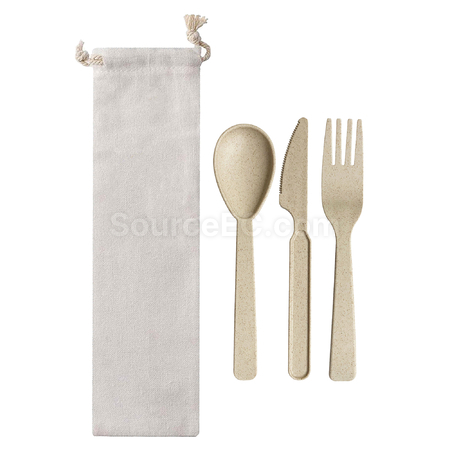 礼品订购袋装小麦秸秆餐具广告