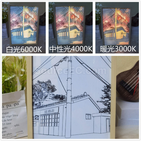 礼品订购三色灯光发光画创意装饰画广告