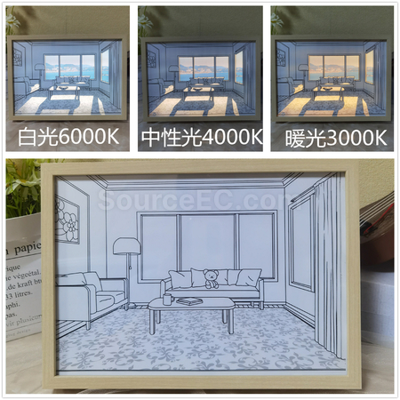 礼品订购三色灯光发光画创意装饰画广告