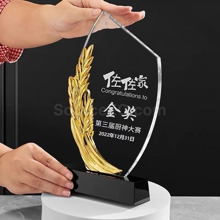 礼品订购金银铜水晶奖座广告