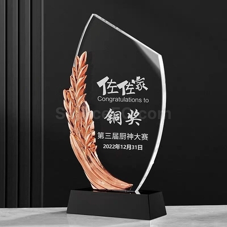 礼品订购金银铜水晶奖座广告