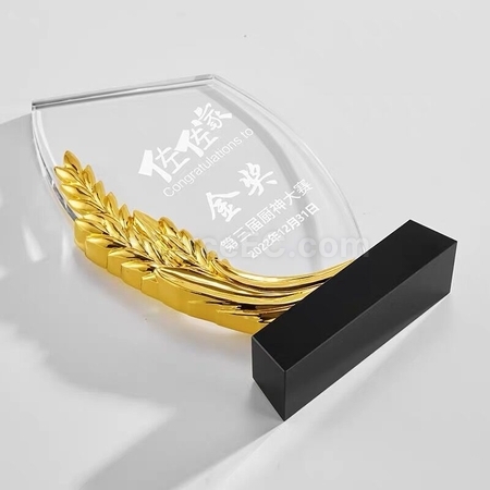 礼品订购金银铜水晶奖座广告