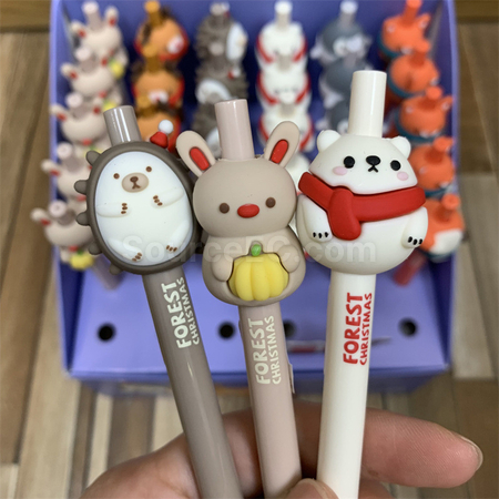 礼品订购可爱动物按压中性笔广告