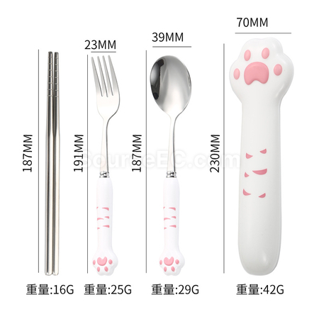 礼品订购可爱猫掌不锈钢餐具广告