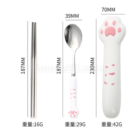 礼品订购可爱猫掌不锈钢餐具广告