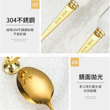 礼品订购圣诞麋鹿角陶瓷柄304不锈钢餐具广告