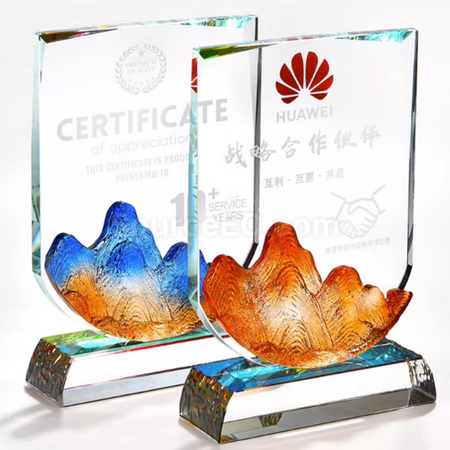 礼品订购幻彩琉璃水晶座广告