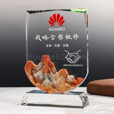 礼品订购幻彩琉璃水晶座广告