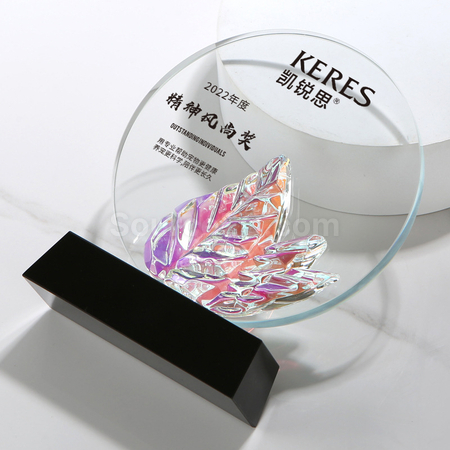 礼品订购炫彩变色水晶奖座广告
